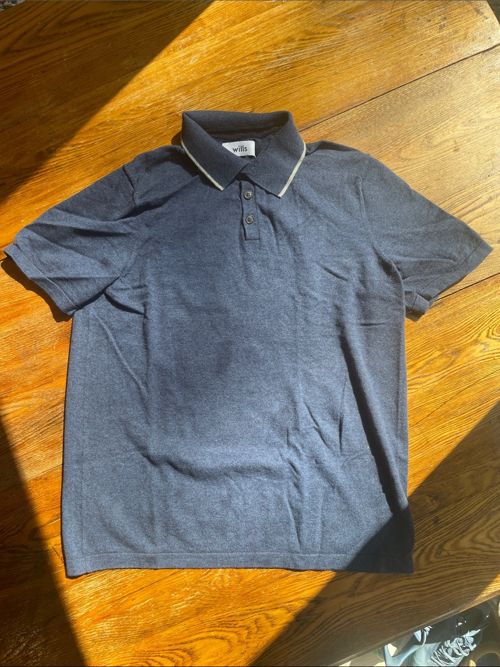 Wills cotton / cashmere navy blue polo